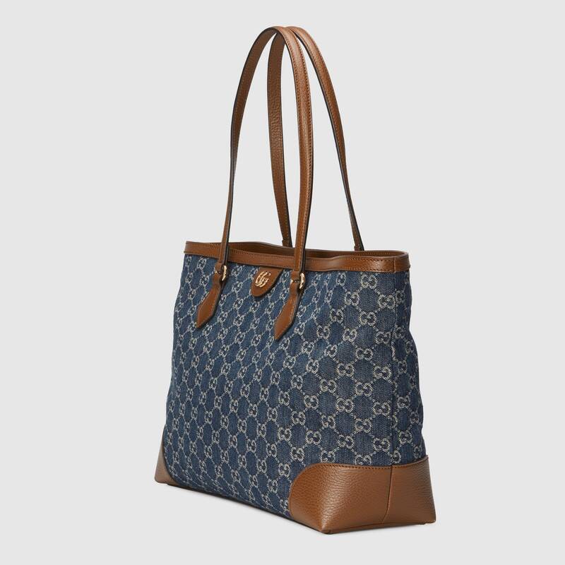 Gucci Ophidia GG Medium Tote Shoulder Bag 631685 Dark blue and ivory